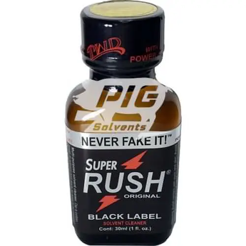 super rush black 30ml large with pig solvent logo
